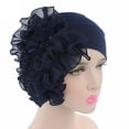 thumbnail image 1 of Pxiakgy baseball cap Women Flower Cancer Chemo Hat Beanie Scarf Turban Head Wrap Cap Headband Navy Blue + One size, 1 of 2