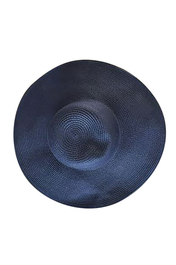 baseball cap Women Solid Color Big Brim Straw Hat Sun Floppy Wide Brim Hats Beach Cap Navy Blue + One size