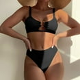 thumbnail image 1 of Pxiakgy bikini sets for women swim suits for women Women's Two Swimsuit High Waisted Cutout Bikini Sets One Shoulder Bathing Suits for 2024 Black + L, 1 of 1