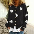 thumbnail image 1 of Pxiakgy cardigan for women Women's Heart-shaped Embroidered Knit Cardigan Sweater Slim O-neck Long Sleeve Sweater long cardigans for women Black + XL, 1 of 6