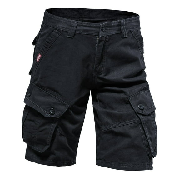 Pxiakgy cargo pants for men Male Summer Cargo Pants Solid Color Pocket Tether Plus Size Wash Shorts cargo pants men mens cargo shorts Black + 34