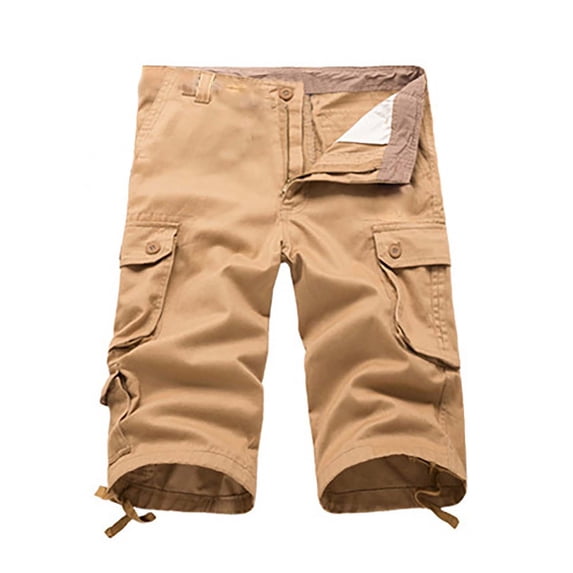 Pxiakgy cargo pants for men Men's Fashion Loose Large Cotton Shorts Men's Multi Pocket Casual Street Capris cargo pants men mens cargo shorts Khaki + 38
