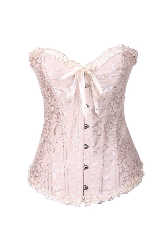 formal dresses for women Womens Vintage Gothic Party Floral Lace Up Slim Corset Bustier Tube Top Beige + XXL