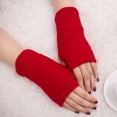 thumbnail image 1 of Pxiakgy gloves for women Knitted Fingerless Arm Keep Winter Girl Gloves Mitten Warm Women Warm Soft Gloves Red + One size, 1 of 2
