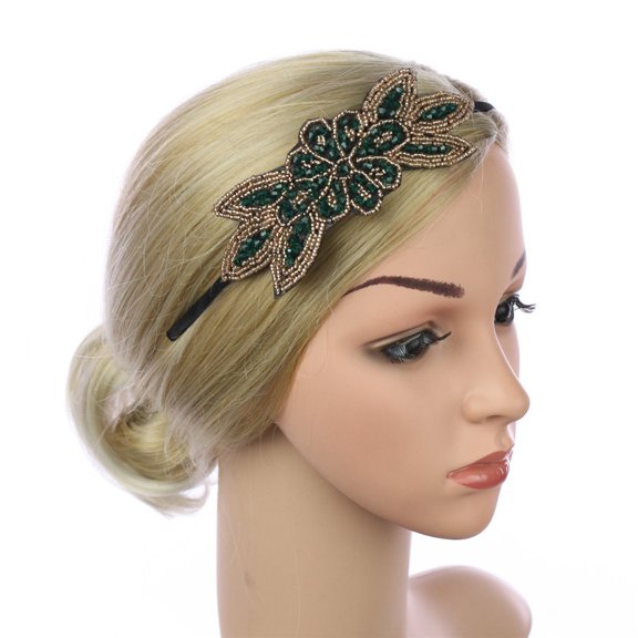 pxiakgy headbands for women women's elegant hat strap flower feather party hat hair clip headband accessory green + one size