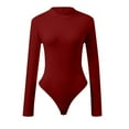 thumbnail image 1 of Pxiakgy jumpsuits for women Women'sknitted Underwear Crew Neck Long Sleeve Leggings Slim Jumpsuit Bodysuit Top womens jumpsuit Wine + XXL, 1 of 7