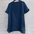 thumbnail image 1 of Pxiakgy mens t shirt Mens 2022 Casual Summer Plain Short Sleeve Cotton Linen T Shirts Stand Collar Button V Neck Beach Shirts Men T Shirts Dark blue + 3XL, 1 of 6