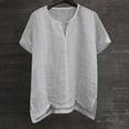 thumbnail image 1 of Pxiakgy mens t shirt Mens 2022 Casual Summer Plain Short Sleeve Cotton Linen T Shirts Stand Collar Button V Neck Beach Shirts Men T Shirts White + 3XL, 1 of 7
