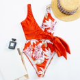 thumbnail image 1 of Pxiakgy one piece bathing suit for women Women's Onepiece Women's Swimsuit Striped Floral Bikini Solid Swimsuit Strap Color Swimwears Red + XL, 1 of 6