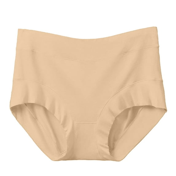 Pxiakgy panties for women Women's Solid Color High Waist Plus Size Loose Comfortable High Resilience Casual Underwear women's panties Beige + XXL