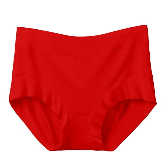 Pxiakgy panties for women Women's Solid Color High Waist Plus Size Loose Comfortable High Resilience Casual Underwear women's panties Red + XL