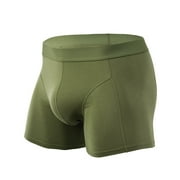 Pxiakgy pants for men Long Men'S Solid Color Underwear Mid Waist Anti Wear Leg Elastic Cotton Sports Boxers men's pants work pants men Army Green + L