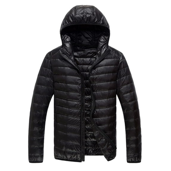 Pxiakgy parka jacket men Men's Casual Winter Jacket Warm Men Zipper Hooded Coat With PocketMen's Parkas Black + 3XL