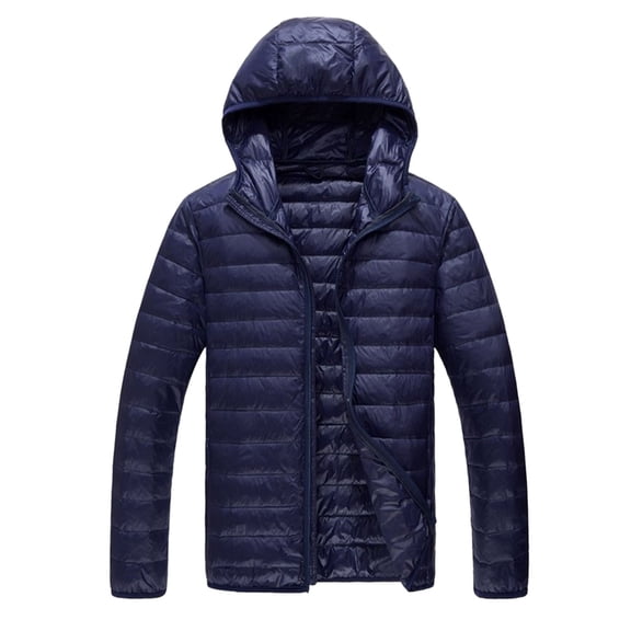 Pxiakgy parka jacket men Men's Casual Winter Jacket Warm Men Zipper Hooded Coat With PocketMen's Parkas Navy Blue   XL