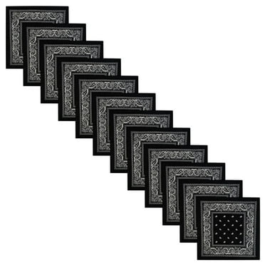Pxiakgy scarfs for women 12PC Bandanas For Men And Women Fashion Bandana Soft And Durable Bandana Black + One size