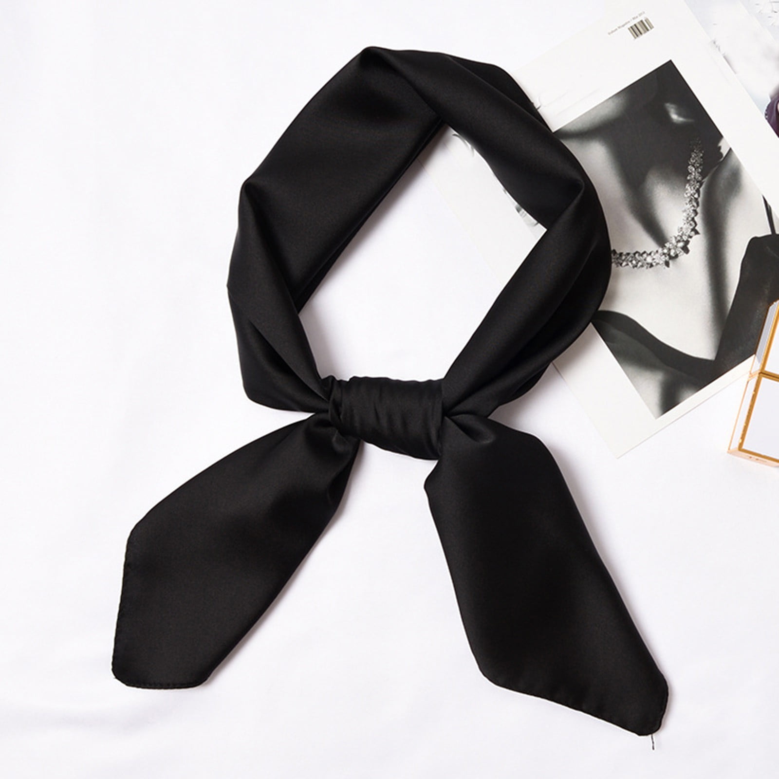 Small black silk sale scarf