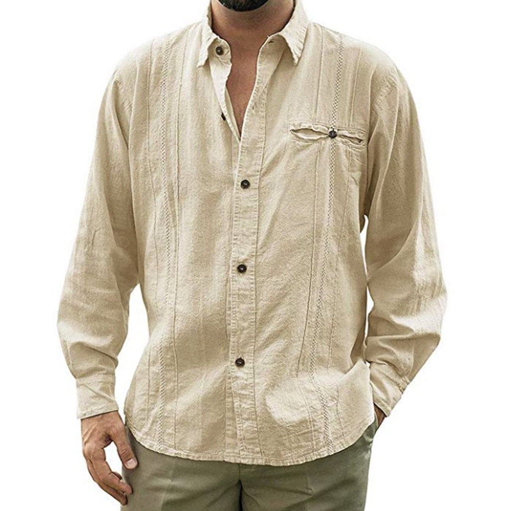 Mens Collar Shirt - Beige