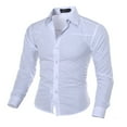 thumbnail image 1 of Pxiakgy shirts for men Men's Dress Shirt Formal Stretch Wrinkle Long Sleeve Slim Fit Button Down Shirts for Wedding Party mens shirts White + 5XL, 1 of 2