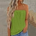 thumbnail image 1 of Pxiakgy shirts for women Bandeau Top Women's Breathable Sleeveless Summer Tops Stretch Tube Top Off Shoulder Top Casual Beach Strapless Top Backless Top Party Loose Backless Top Green + L, 1 of 5