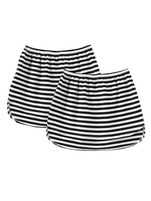 skirts for women 2 Piece UniShirt Extender Adjustable Layering Top Lower Sweep Half-length Elastic Waist Band False Hemline Mini Black + S