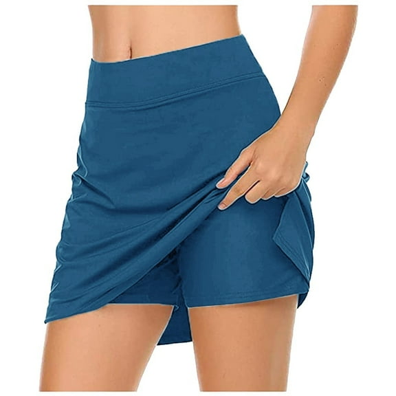 Pxiakgy skirts for women Women's Active Performance Skort Lightweight Skirt For Running Tennis Sport Navy Blue + L
