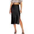 thumbnail image 1 of Pxiakgy skirts for women Women's Skirts Elastic Waist High Pure Color Split in The Dress skirts for women trendy summer women's skirts, 1 of 8