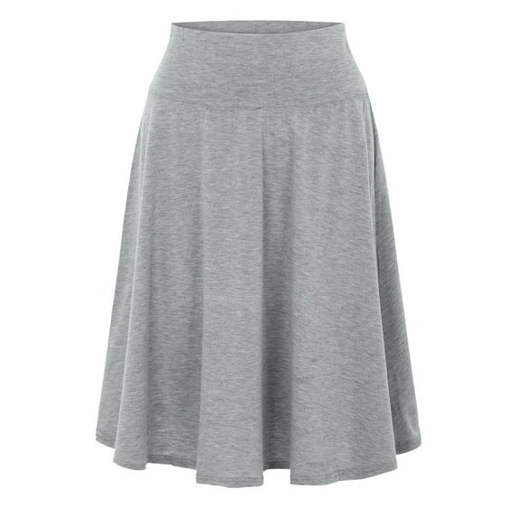 Pxiakgy skirts for women Women's Solid Color Casual High Waist Elastic Half Body Skirt Grey+3XL