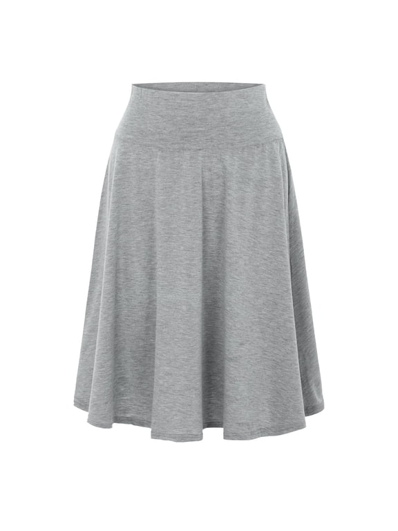 skirts for women Women's Solid Color Casual High Waist Elastic Half Body Skirt Grey+XL