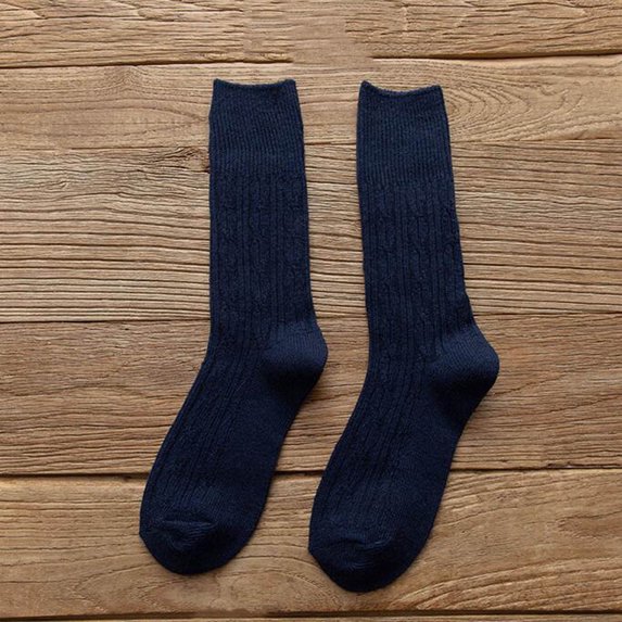 Pxiakgy socks for women Fashion Winter Keep Warm Women Solid Ladies Breathability Thick Socks Navy Blue + One size