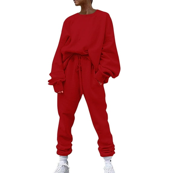 Pxiakgy suits for women womens suits 2 piece set Ladies' Solid Color Sweater Casual Suit Sportswear Long Sleeved Trousers Two Piece Set Multi-color+M