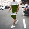 thumbnail image 1 of Pxiakgy suits for men Mens Spring Summer Leisure Sports Breathable Absorbing Stitching Printed Short Sleeve Shorts Two Piece Set Men Suits Army Green + L, 1 of 5