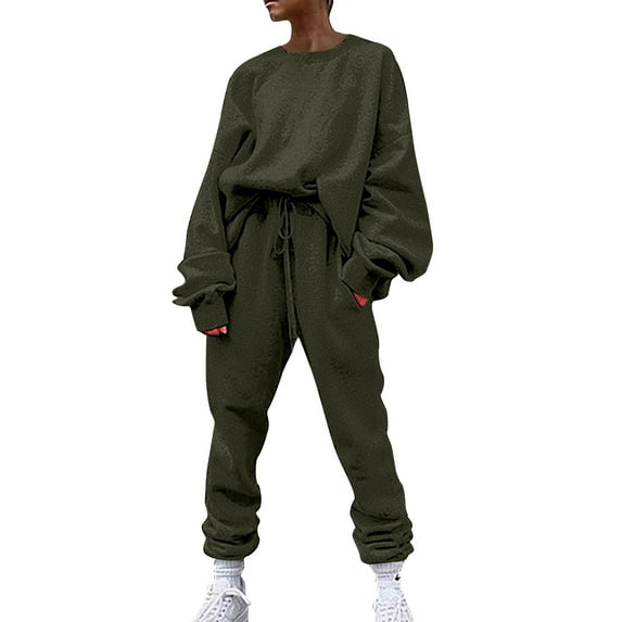 Pxiakgy suits for women womens suits 2 piece set Ladies' Solid Color Sweater Casual Suit Sportswear Long Sleeved Trousers Two Piece Set Multi-color+XL