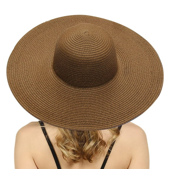 Pxiakgy sun hat womens Summer Hats For Women Wide Bongrace Women Straw Beach Hat Little Girl Sun Cap Foldable Ladies Hats Coffee   One size