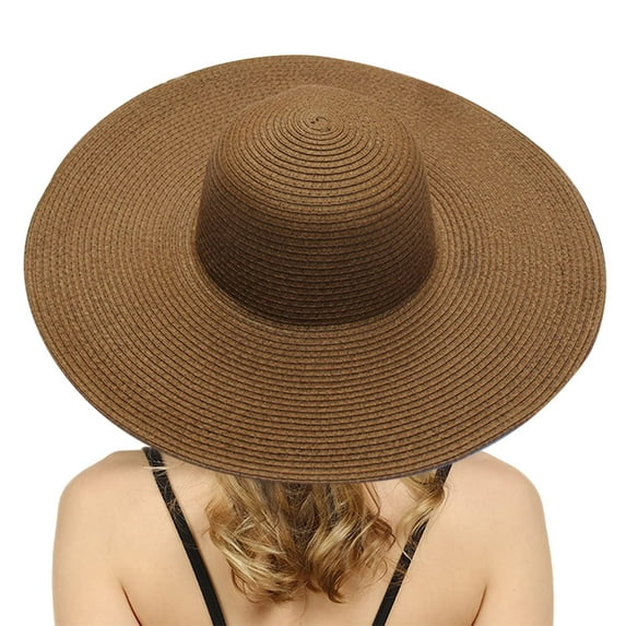 Pxiakgy sun hat womens Summer Hats For Women Wide Bongrace Women Straw Beach Hat Little Girl Sun Cap Foldable Ladies Hats Coffee + One size