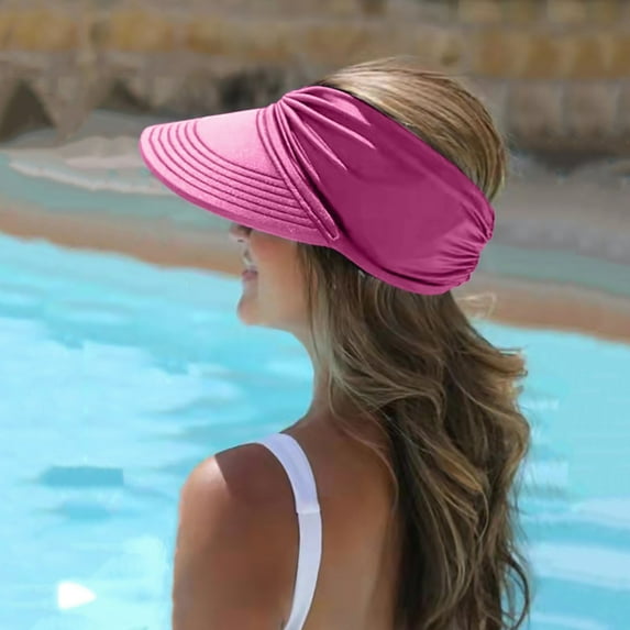 Pxiakgy sun hat womens Womens Visor Wide Hat Summer Protection Face Beach Sports Cap Hotpink + One size