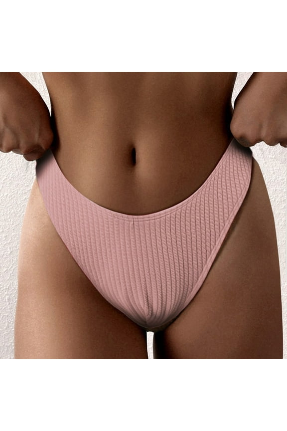 swimming trunks Bikini Bottom For Women Swimsuits High Waisted Bathing Suits High Cut Hipster Pink + XL
