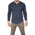 thumbnail image 1 of Pxiakgy t shirts for men Men's Round Neck Cotton Solid Button Long Sleeved T Shirt Casual Bottom Shirt mens t shirts mens tops Grey + XL, 1 of 5