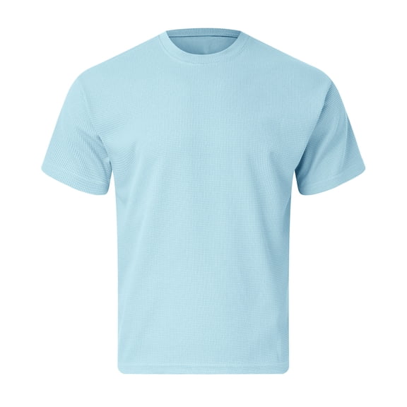 Pxiakgy t shirts for men Mens Summer Solid Color Fabric Simple Casual T Shirt with Round Neck And Short Sleeves mens t shirts mens tops Blue   XL