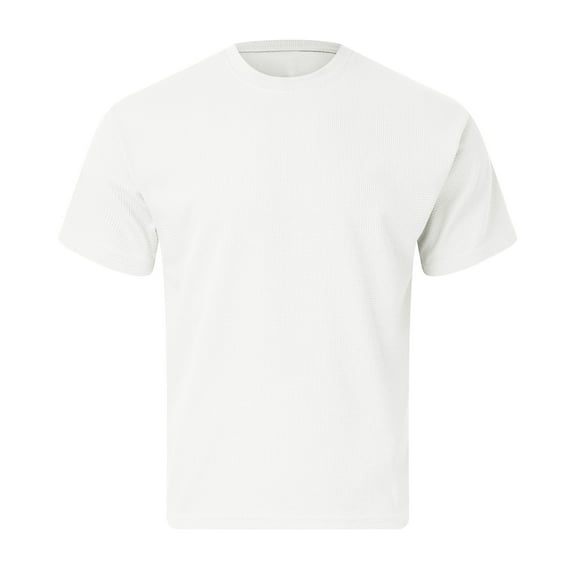 Pxiakgy t shirts for men Mens Summer Solid Color Fabric Simple Casual T Shirt with Round Neck And Short Sleeves mens t shirts mens tops White   L