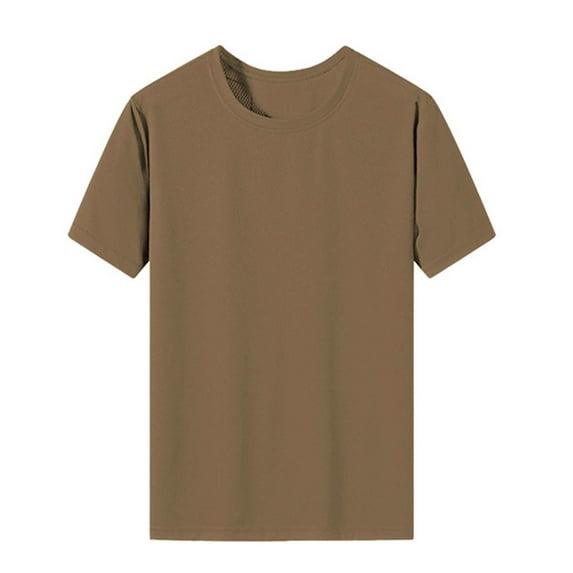Pxiakgy t shirts for men Men's Spring And Summer Solid Color Quick Drying Breathable Tights Sweat Basketball Training Sports Wear Fitness Top mens t shirts mens tops Coffee + XXL