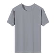 thumbnail image 1 of Pxiakgy t shirts for men Men's Spring And Summer Solid Color Quick Drying Breathable Tights Sweat Basketball Training Sports Wear Fitness Top mens t shirts mens tops Grey + M, 1 of 6