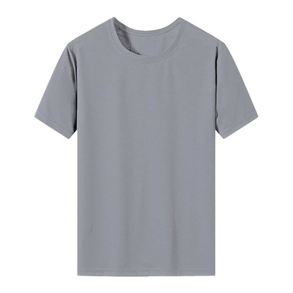 Pxiakgy t shirts for men Men's Spring And Summer Solid Color Quick Drying Breathable Tights Sweat Basketball Training Sports Wear Fitness Top mens t shirts mens tops Grey + M