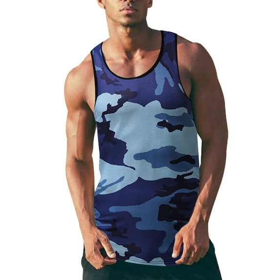 pxiakgy tank tops men men summer fashion top shirt casual loose sports shirt beach seaside top print jacket vest top blouse men tank tops blue + 3xl
