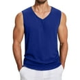 thumbnail image 1 of Pxiakgy tank tops men Men's Spring And Summer Daily Casual Sleeveless V Neck Vest T Shirt tank top for men Blue + XXL, 1 of 5