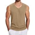 thumbnail image 1 of Pxiakgy tank tops men Men's Spring And Summer Daily Casual Sleeveless V Neck Vest T Shirt tank top for men Khaki + XXL, 1 of 5