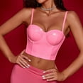 thumbnail image 1 of Pxiakgy tank tops women Womens Corset Top Bustier Corset Top Tight Fitting Corset Tank Top Suspender PU Leather Top Solid Short Fashion Pink+XS, 1 of 9