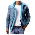 thumbnail image 1 of Pxiakgy winter coats for men Men's Winter Wool Short Jacket Casual Lapel Splice Fit Solid Warm Slim Overcoat Work Daily Outwear Blue + XXL, 1 of 5