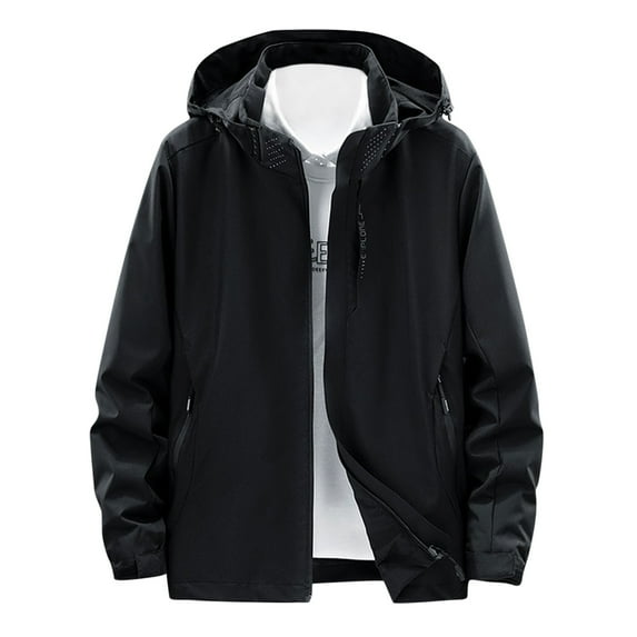Pxiakgy winter coats for women Women's Outdoor Color Splice Detachable Hat Zipper Pocket WaterProof Coat coat for women Black + L