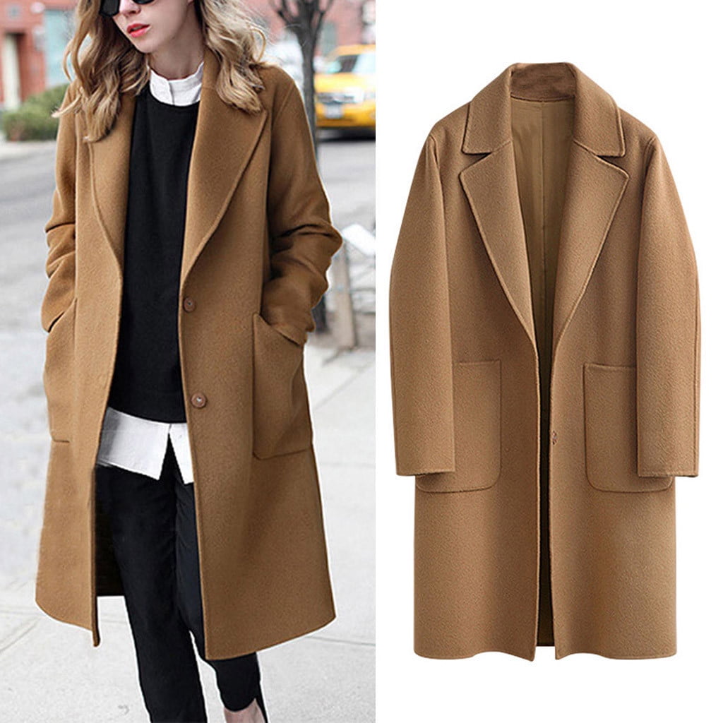 Pxiakgy winter coats for women Womens Winter Lapel Button Long