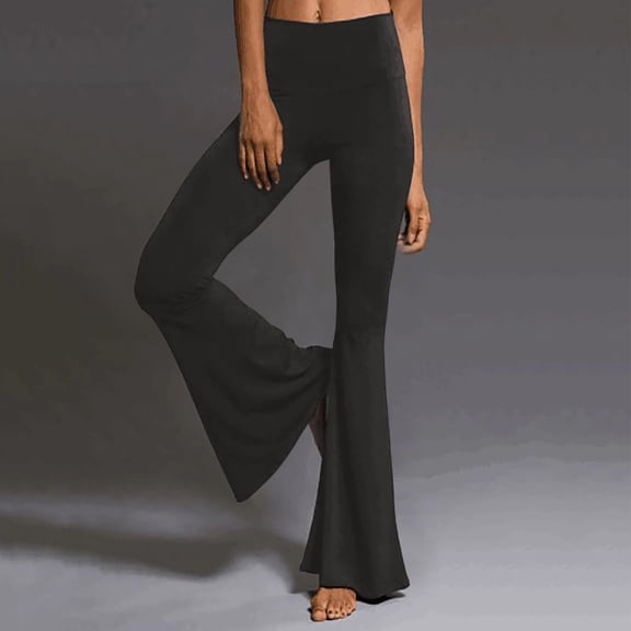Pxiakgy yoga pants Bell Yoga Flare Palazzo Bottom Trousers High Pants Waist Leg Women's Wide Pants Yoga Pants Grey + L